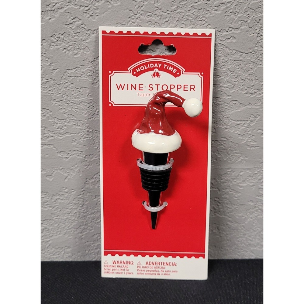 Holiday Time Santa Hat Shaped Wine Stopper Christmas Santa Hat